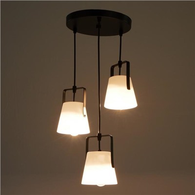 Светильник ЭкономСвет «Нэнси», подвесной, 3×25 Вт, Е27, чёрный, 33×33×20(75)см