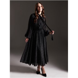 Платье с поясом миди женское MIST, размер 42, чёрное