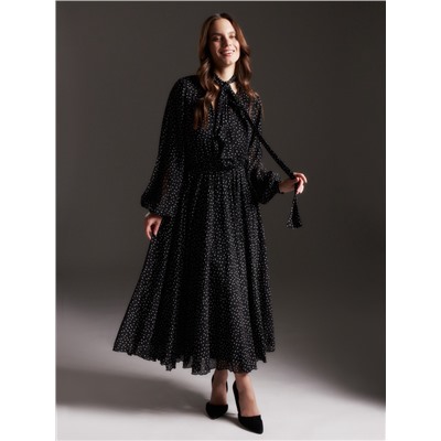 Платье с поясом миди женское MIST, размер 42, чёрное