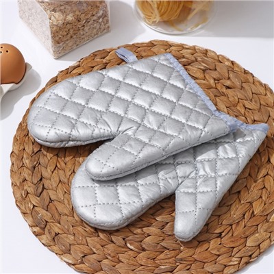 Набор прихваток Доляна «Профи», 2 шт., 23×17 см, цвет серый