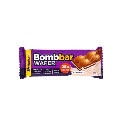 Батончик вафельный BOMBBAR «Топленое молоко», с молочно-ореховой пастой, 32 г
