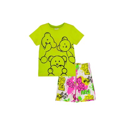 Комплект трикотажный для девочек: фуфайка (футболка), шорты