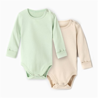 Комплект боди детских MINAKU: Basic Line BABY, рост 62-68 см, шалфей, бежевый