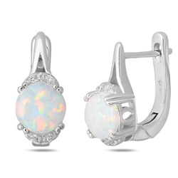 Серьги, опал белый выр., FYN-19715