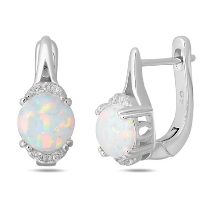 Серьги, опал белый выр., FYN-19715