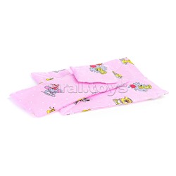 Кровать кукольная с комплектом белья 4 предмета (матрас, подушка, одеяло)