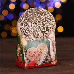 Коробка новогодняя картонная «Ёжик Тим», для сладких подарков, 12×6.6×14.4 см