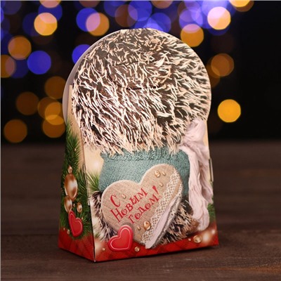 Коробка новогодняя картонная «Ёжик Тим», для сладких подарков, 12×6.6×14.4 см