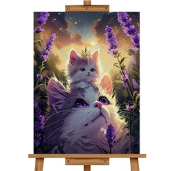 Набор для рисования "Картина по номерам 30х40 см. Мама кошка с котёнком"