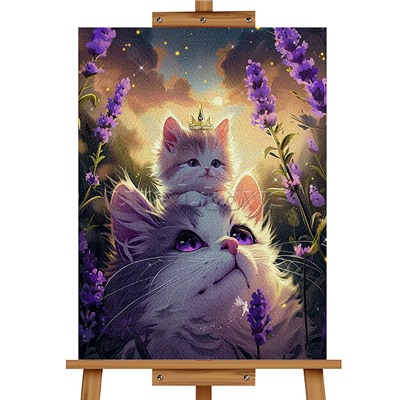 Набор для рисования "Картина по номерам 30х40 см. Мама кошка с котёнком"