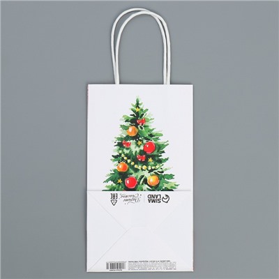 Пакет подарочный новогодний крафтовый «Уют в доме», 12×21×9 см