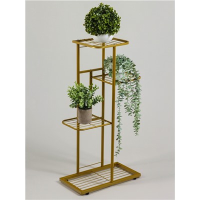Подставка для цветов Greengo, 4 полки, 43×22×82 см, напольная, металл, цвет золотой
