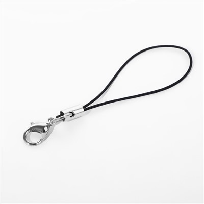 Основа для брелока на нитке с карабином, 6 см, набор 100 шт., чёрно-серебряный