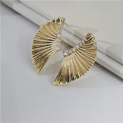 Серьги ювелирная бижутерия Итальянское золото (покрытие желтое 14к), вставка: фианиты, цвет: прозрачный, арт.313.359