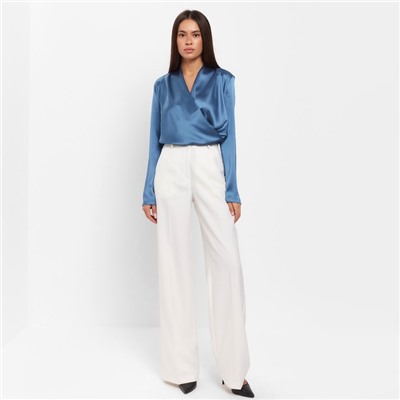 Блуза женская с драпировкой MIST: Classic Collection, размер 44, синяя