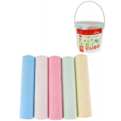 Мел для асфальта  5цв 15шт "JUMBO JUNGLE" в ведре ШМ-4536 Проф-Пресс