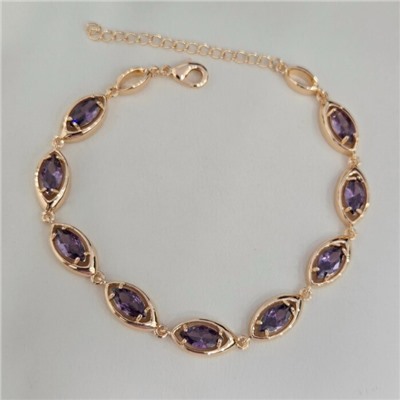 Браслет на руку ювелирная бижутерия коллекция "Дубай", вставка: фианиты, цвет: фиолетовый, арт.414.089