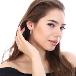 Серьги крестики, продевки, коллекция "Дубай", покрытие посеребрение, цвет камня: белый, 371206, арт. 847.627