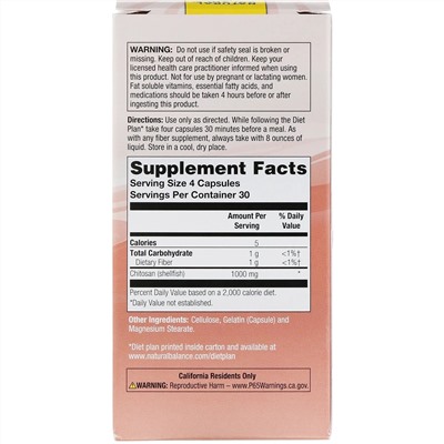 Natural Balance, классический хитозан, 1000 мг, 120 капсул