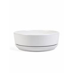 Горшок - бонсайница «Огма», для кактусов и суккулентов, 2 л, d=22 см, h=8 см, керамика, с поддоном, белый