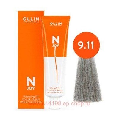 OLLIN "N-JOY" 9/11 - блондин интенсивно-пепельный, перманентная крем-краска для волос 100мл