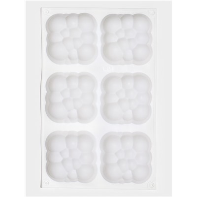 Форма для выпечки и муссовых десертов KONFINETTA «Облако», силикон, 30×18.8×3.5 см, 6 ячеек (7.4×7.4 см), белая