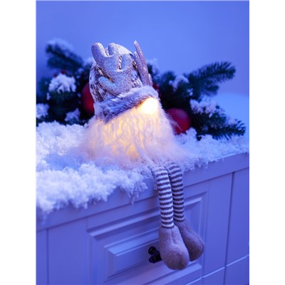 Фигура текстиль «Гном лосяш» 33 см, 1 LED, от батареек AG10×3, свечение тёплое белое