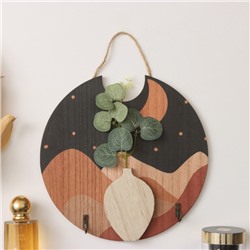 Настенные крючки декоративные «Абстракция. Горы. Цветок», дерево, 1.5×23.4×22.5 см