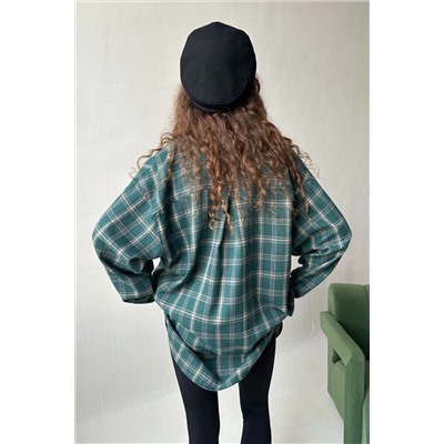 Рубашка женская  HUG077/14/Зеленый, бежевый