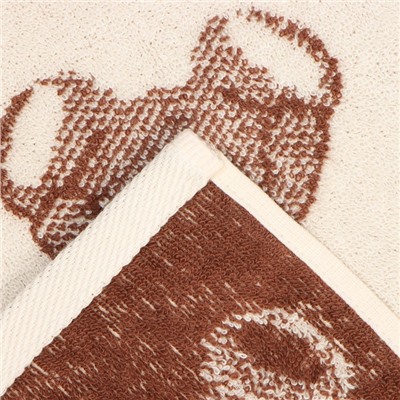 Полотенце махровое Этель Teddy bear, 70×130 см, 100% хлопок, 420 г/м², бежево-коричневое