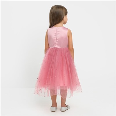 Платье нарядное для девочки KAFTAN, с бусинами, рост 134-140 см, розовое