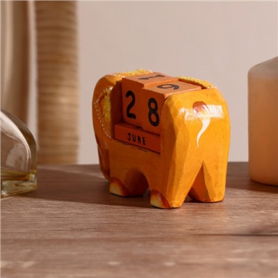 Вечный календарь с кубиками «Слоник», 11×4.5×6.6 см, дерево, МИКС