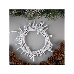 Гирлянда «Нить» 5 м, IP20, белая нить, 50 LED, 8 режимов, 220 В, свечение зелёное