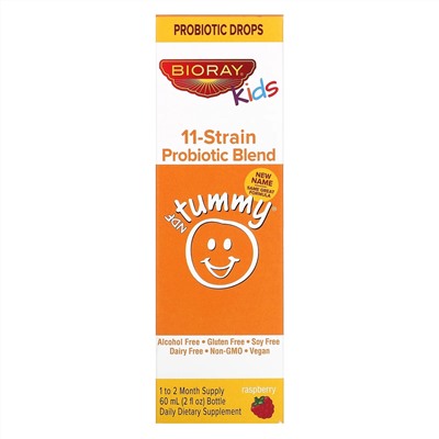 Bioray, Kids, NDF Belly Balance, пробиотическая смесь из 11 штаммов с ягодным вкусом, 60 мл (2 жидких унции)