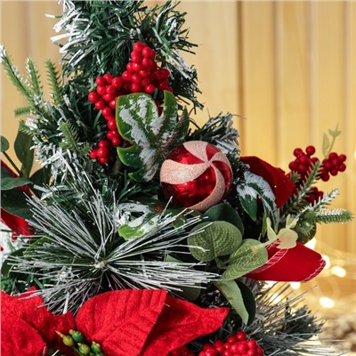 Искусственная ёлка настольная «Зимнее волшебство. Пуансетия красная », 41×19 см, ПВХ ветки отгибаются