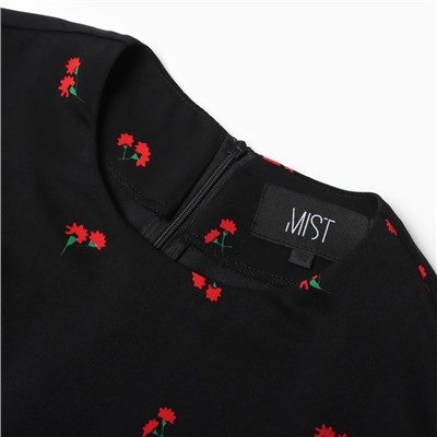 Платье с завязками на талии миди женское MIST Flower, размер 42, чёрное