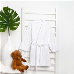 Халат вафельный детский Крошка Я Boho размер 30 (98-104 см), белый, 100% хлопок 290 г/м²