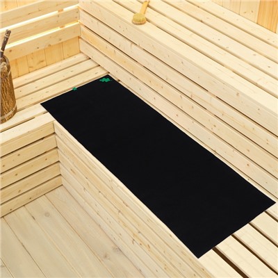Коврик - лежак для бани и сауны с нашивкой «Дубовый лист», 150×50 см, войлок, чёрный