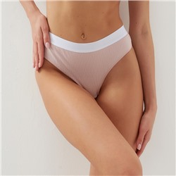 Трусы женские бразилиана MINAKU в рубчик, размер 48-50, бежевые