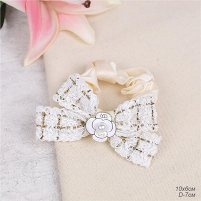 Бант-резинка для волос / MZ47-8 /уп 12/ белая