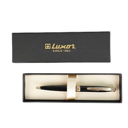 Ручка автоматическая шариковая металлическая поворотная "Drino" 0.7мм синяя,черный/золото, футляр.карт 210401 Luxor