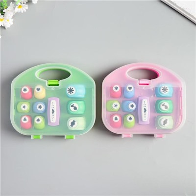 Набор фигурных дыроколов в сундучке и для обработки края 10 шт., 19×17×5, МИКС