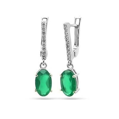 Серьги из серебра зеленый агат, Дионис