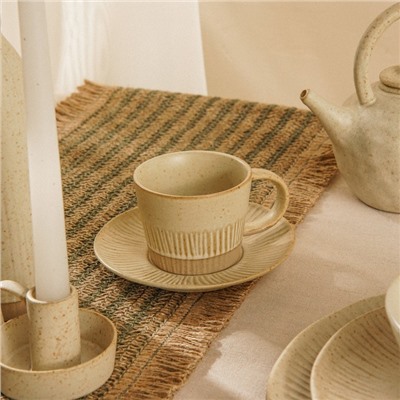 Чайная пара SL Home «Виенто», чашка 250 мл, блюдце d=15 см, керамика, бежевая