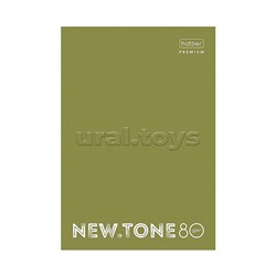 Тетрадь 80л. А4 клетка "Олива" на скобе глянцевая ламинация NEWtone Pastel Premium