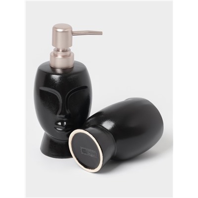 Аксессуары для ванной SAVANNA «Вуду», 3 предмета, мыльница, дозатор для мыла, стакан, чёрные