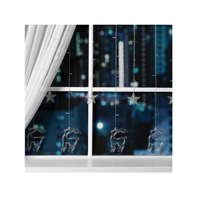 Гирлянда «Бахрома» 2.4×0.9 м с насадками «Олень», IP20, прозрачная нить, 138 LED, свечение тёплое белое, 8 режимов, 220 В