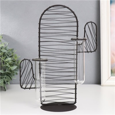 Фигурка с колбами (вазонами) «Кактус. Штрихи», чёрный, 15×9×26 см