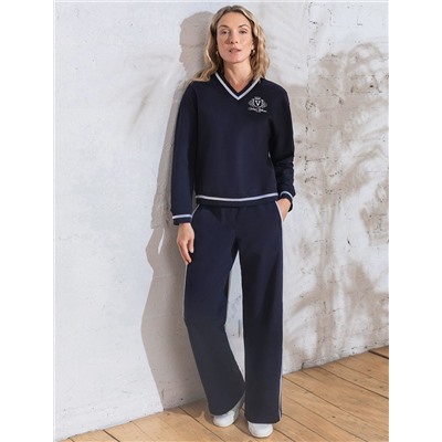 Прямые брюки с лампасами из эластичного футера двухнитки без начеса