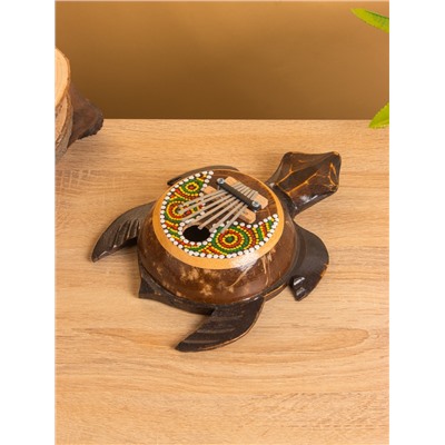 Сувенирный музыкальный инструмент Калимба «Черепаха», 18×24×6 см, албезия, кокос